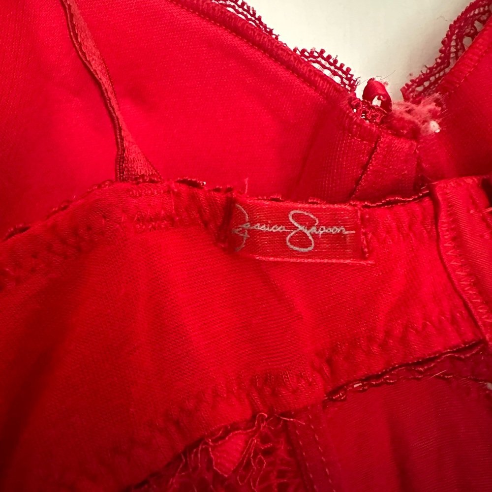 Jessica Simpson Red Lace Teddy - Picture 6 of 7
